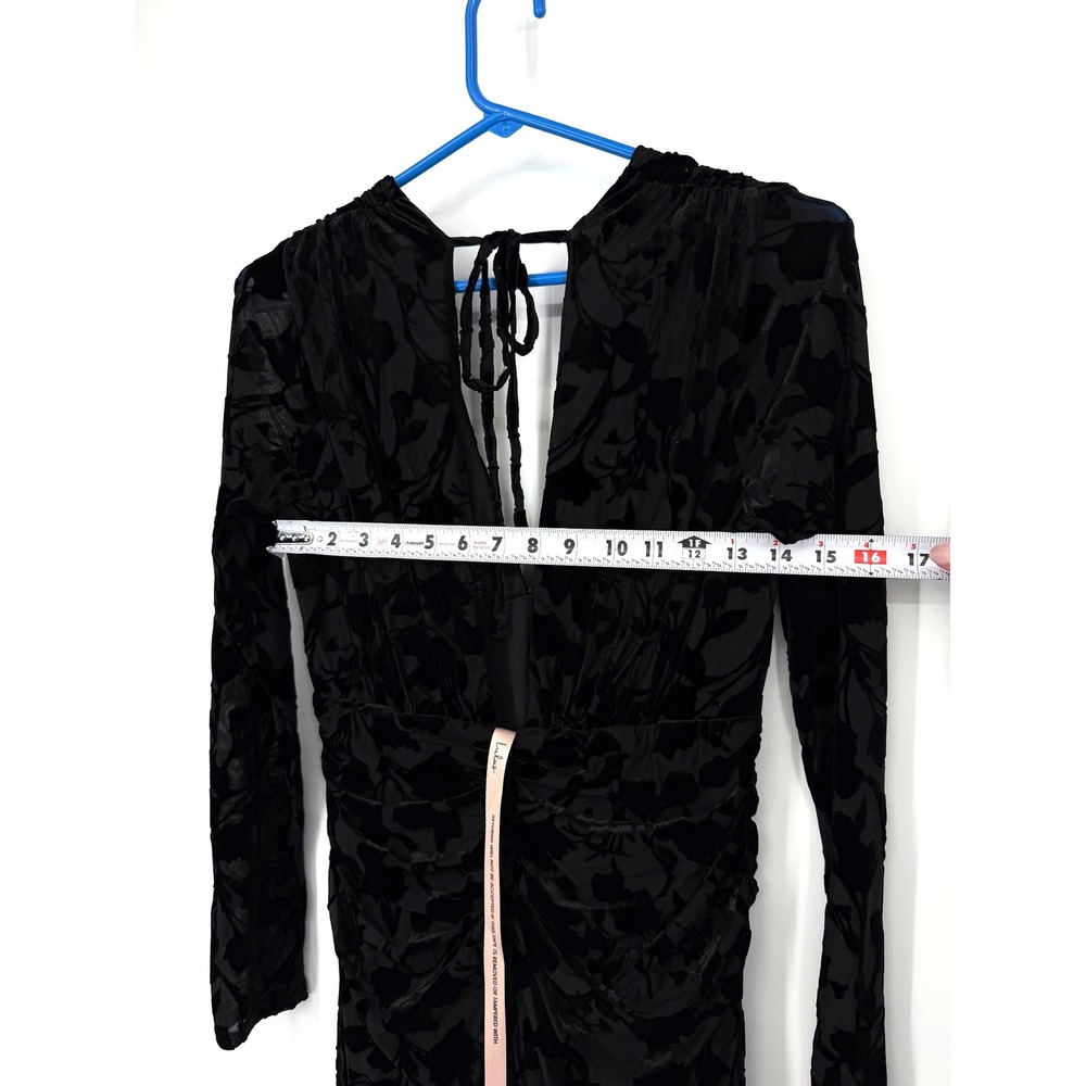 NWT Lulus Black Patricia Floral Burnout Velvet Long Sleeve Maxi Dress Bodycon M - Picture 12 of 14